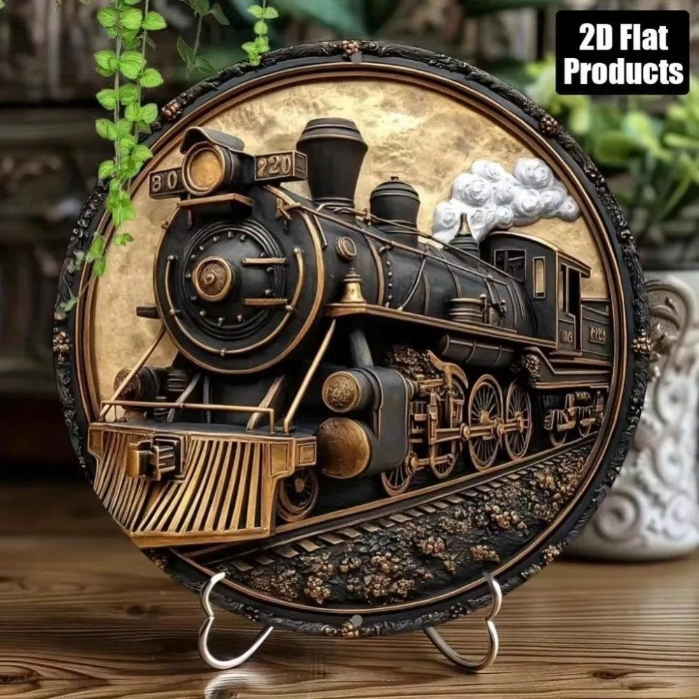 Vintage Steam Train Locomotive Metal Wall Art Decor Nostalgic Tin Sign For Home Office