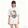 Hello Kitty Cartoon Printed Short Sleeve Tshirt Loose Breathable Tshirt Casual Outdoor Top Comfortable and Soft Cotton