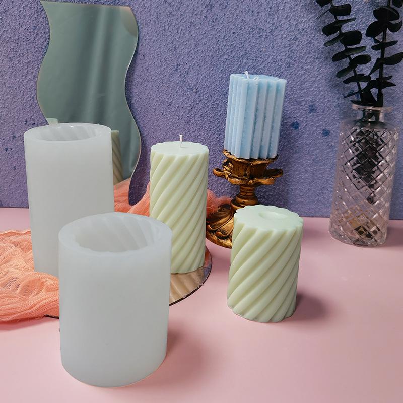 Spiral Cylinder Silicone Mold For Handmade Scented Candles Car Diffuser Stone Soap Plaster Craft