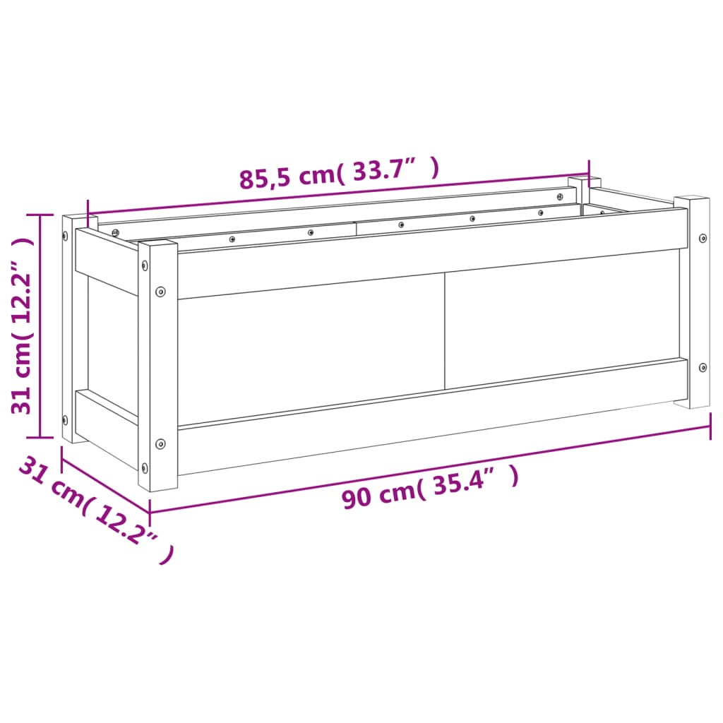 Plant Pot 90x31x31 Cm Solid Pine Wood