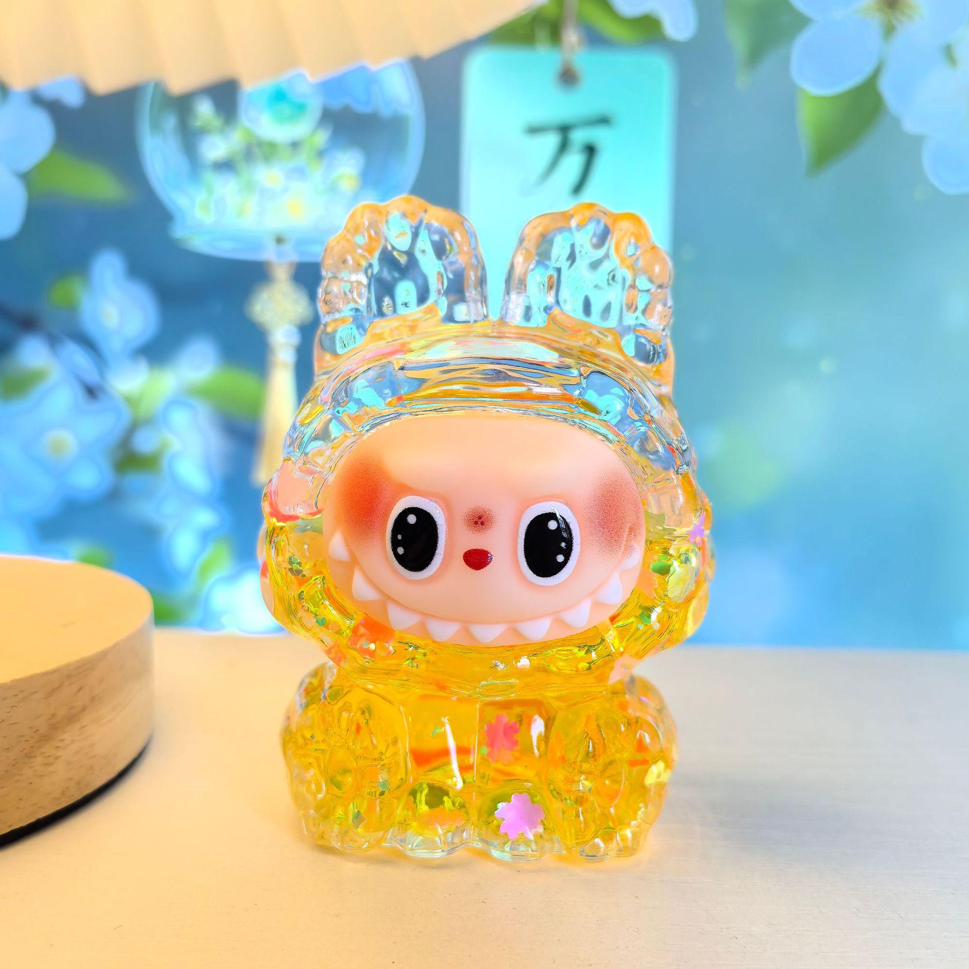 

Масляный Лабубу с текучим песком, Креативная фигурка Лабу, Настольное украшение, Декоративная игрушка в подарок 8.5*6cm