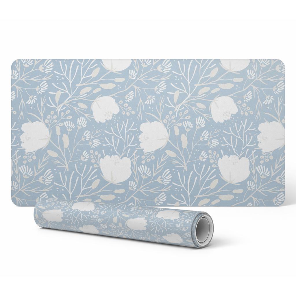 Vinyl Desk Mat with Stylish Retro Floral Print 90x45 cm