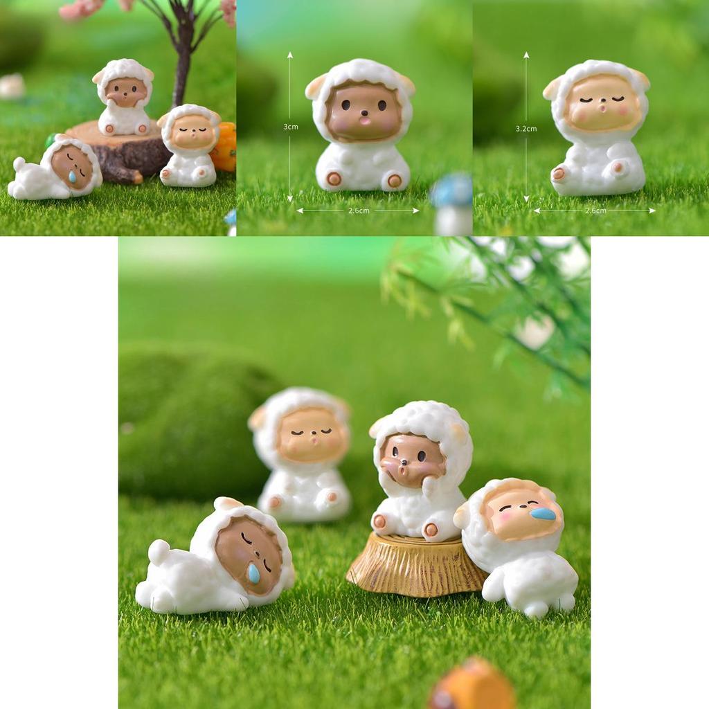 Adorable Resin Sheep Figurine Cute Garden Diy Decoration Cartoon Style