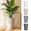 Tall Floor Standing Flower Pot for Home Decor Round with Drainage Holes, 17 Inch Stone-Look Large Capacity Planter Plants Planter, Modern Textured