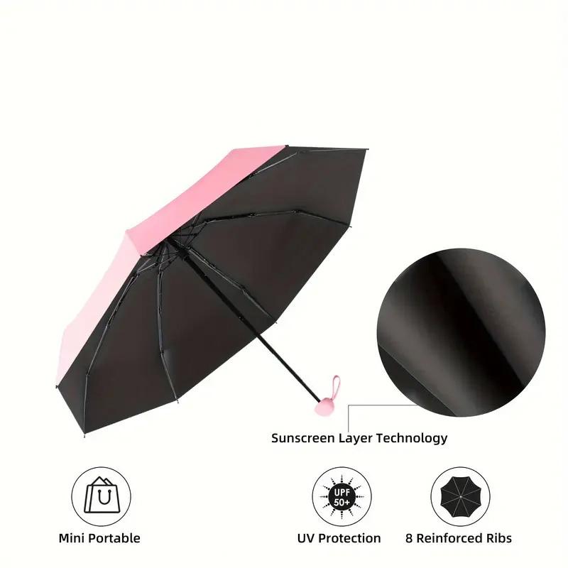 Mini Off Portable Sun Umbrella,Ultra-Light Capsule Pocket Umbrella,Black Glue High-Efficiency And Heat Insulation