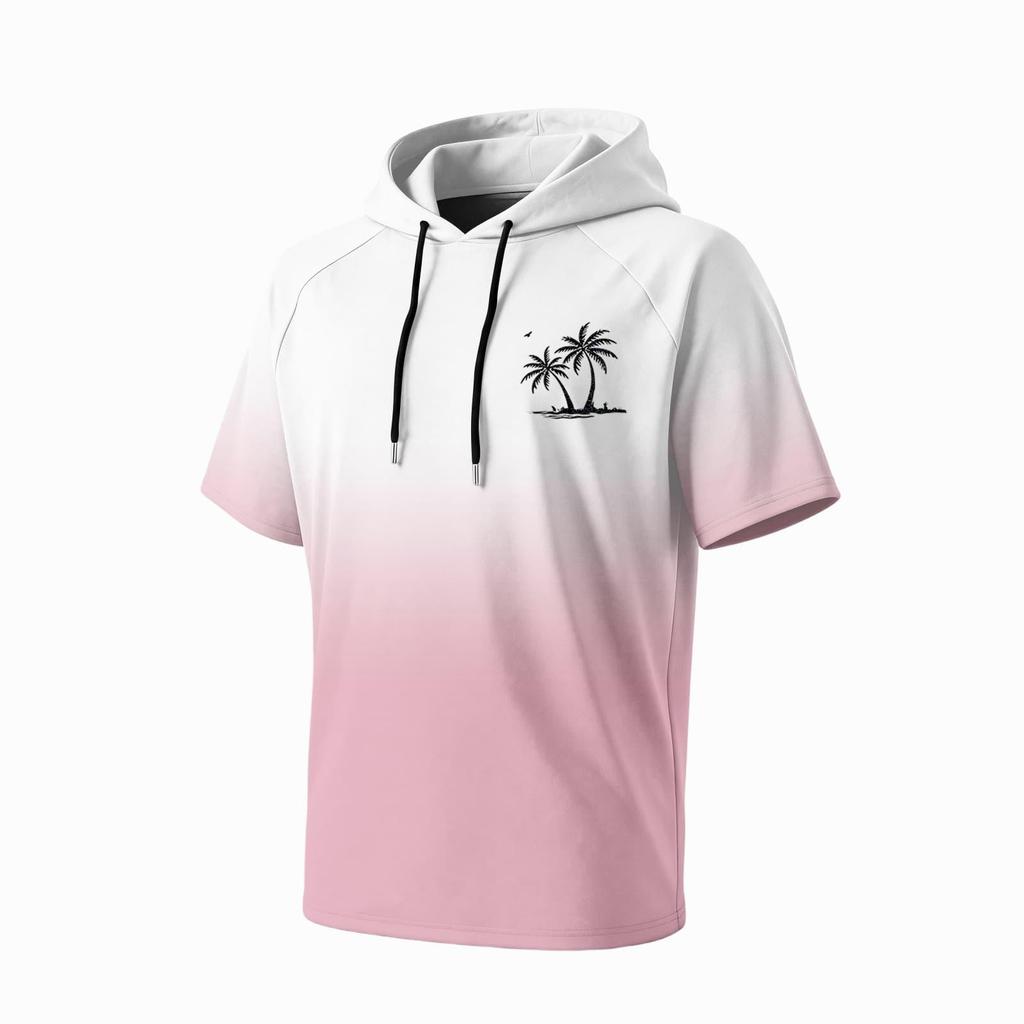 Men's Summer Quick Dry Short Sleeve Hoodie UPF 50 Plus Sun Protection Lightweight Fishing Sports Hooded Shirt