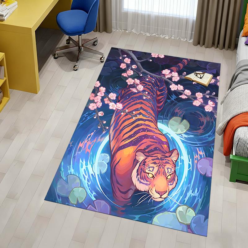 Tiger Blossom Pattern Area Rug, Office Carpet Indoor Outdoor Entrance Doormat, Non-Slip Soft And Comfortable, Living Room, c122013
