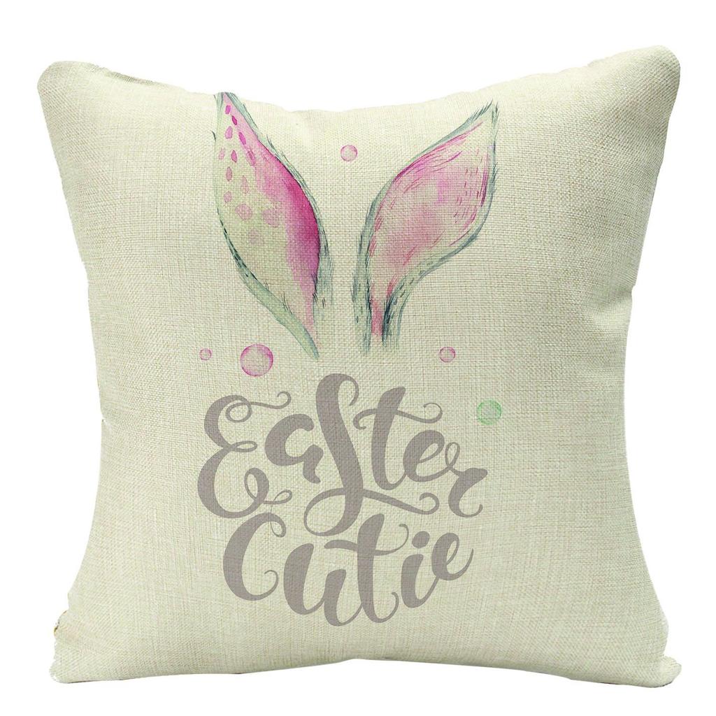 New Easter Bunny Linen Pillow Cover Home Sofa Pillow Cushion Cover
