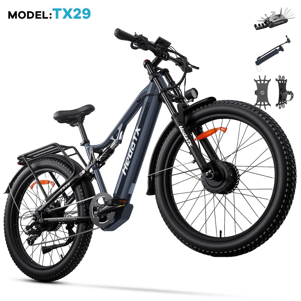 Hedatx Bicicletă Electrică TX29 pentru Adulți Motor de Mare Putere 1000W Baterie 48V 19.2Ah E-Bike All-Terrain de 27.5 Inch pentru Adulți Off-Road Navetă Ciclism Montan