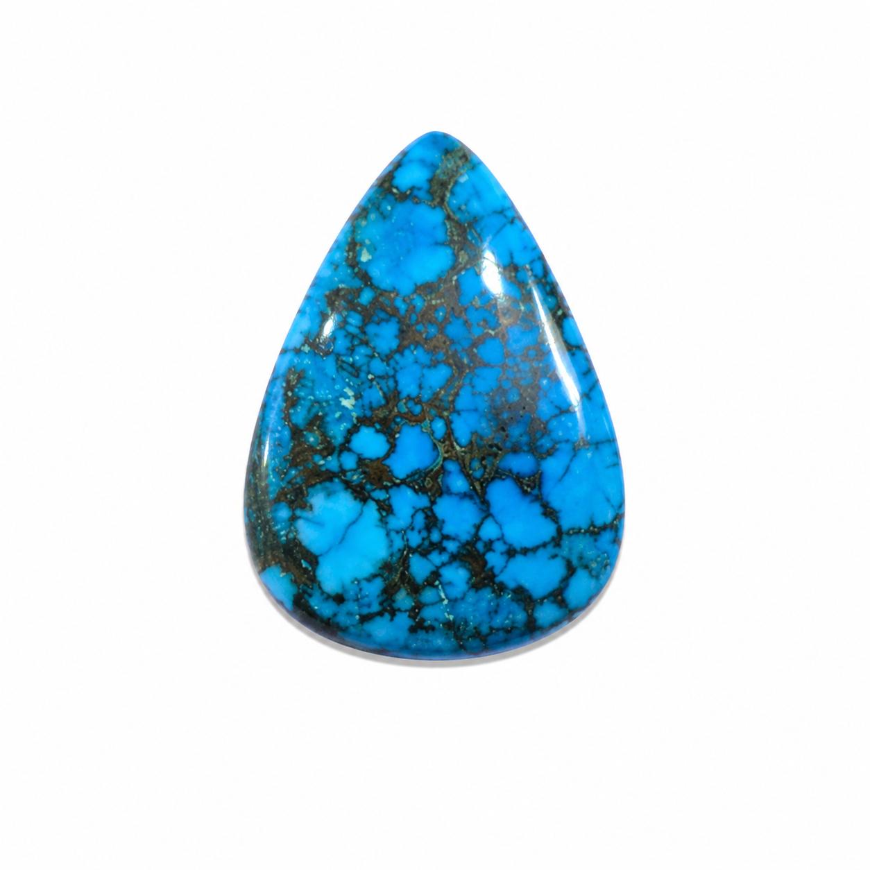 Blue Turquoise Pear Cabochon Gemstone | Natural Turquoise Pear Jewelry Making Stone 29x37mm синий