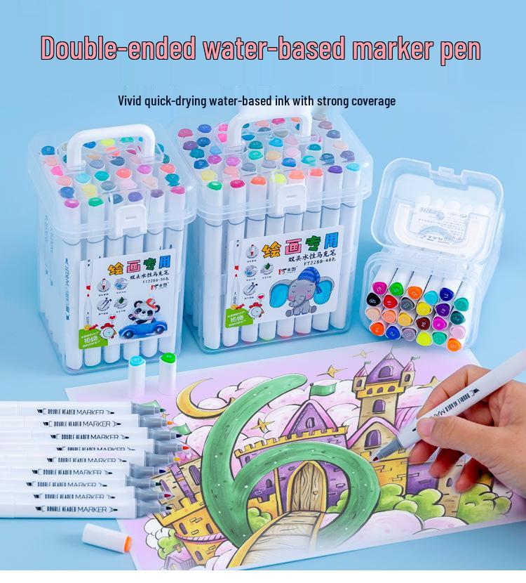 24/48-Color Double-Tip Water-Based Markers for Elementary Students' Drawing, Children's Art Supplies