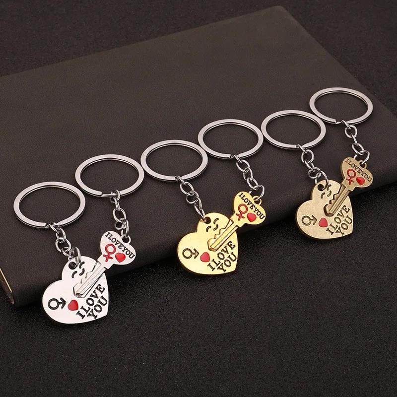 Creative Couple Keychain One Arrow Piercing Heart Shaped Keyring Backpack Car Pendant For Women Men Anniversary Birthday Gift
