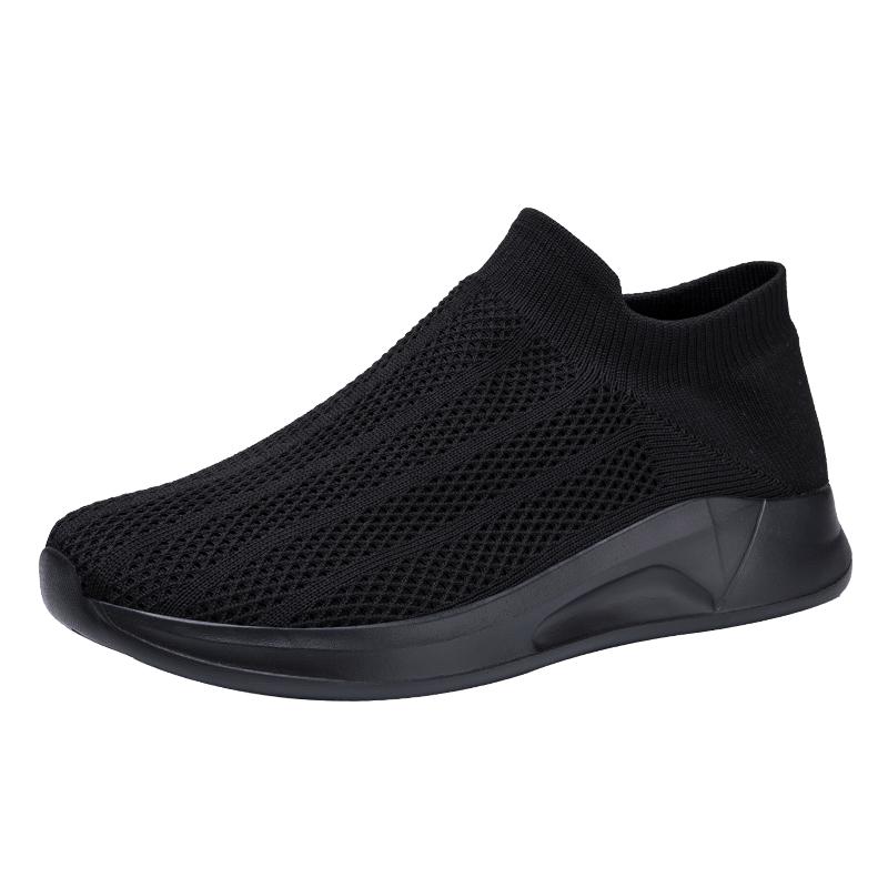 Herren Laufschuhe Gestrickte Walking Schuhe Atmungsaktive Lauf Sportschuhe Leichte Freizeit Trainer für Arbeit Reisen Fitness