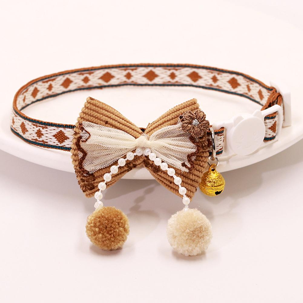 Cute Adjustable Pet Cat Collar Bell Collar Kitten Necklace Pet Collars for Small Dog Necklace Party Photo Props