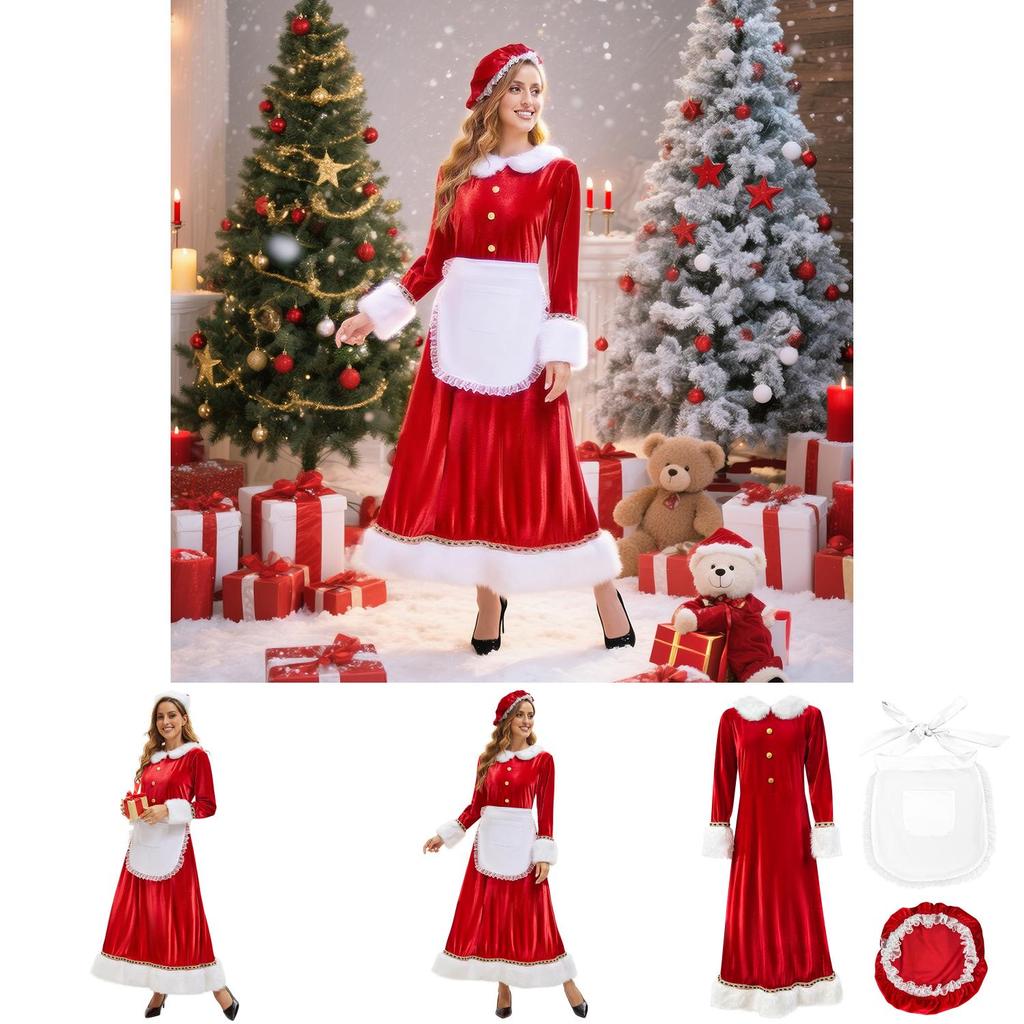 Christmas Santa Costume Dress For Adults With Polyester Fabric For Holiday Parties