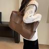Simple Color Solid Large Capacity Women Casual Woven Tote Bag For Daily Use