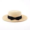Korean Straw Hat for Women: Retro Flat Top Fedora, Sunshade & Sunscreen, Ideal for Outdoor Summer Beach Travel.