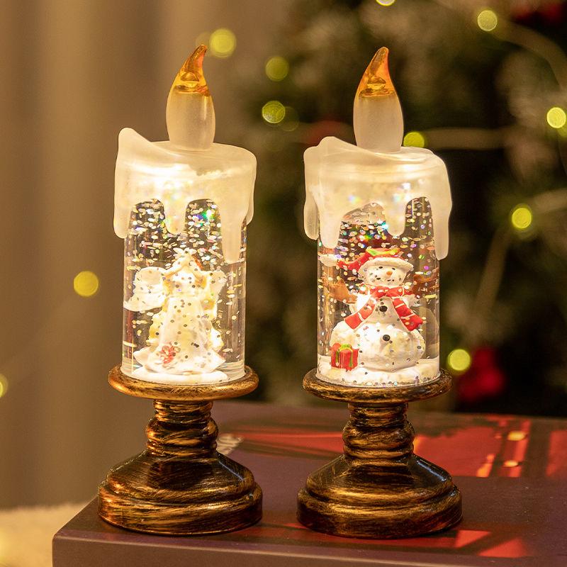 New Christmas Decorations Candle Lights Snowflake Cartoon Christmas Crystal Ball Lights Creative Christmas Ornament Lights