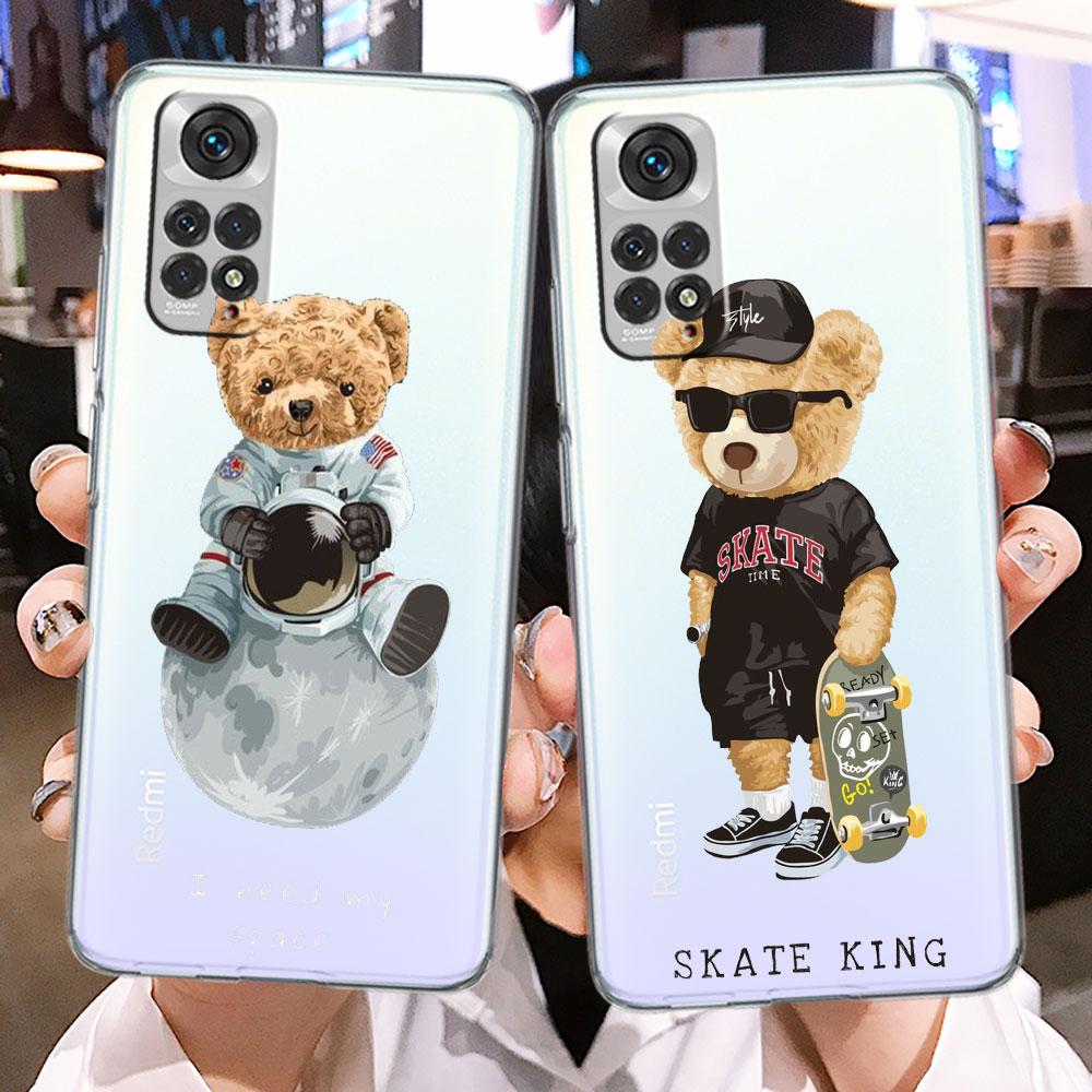 Brand Fashion Bear Phone Case for Xiaomi Redmi Note 11 10 Pro 9 K40 8 7 9S 11T 10S 8T 9A 9C 9T 11S 10C Note 11 Silicone Funda
