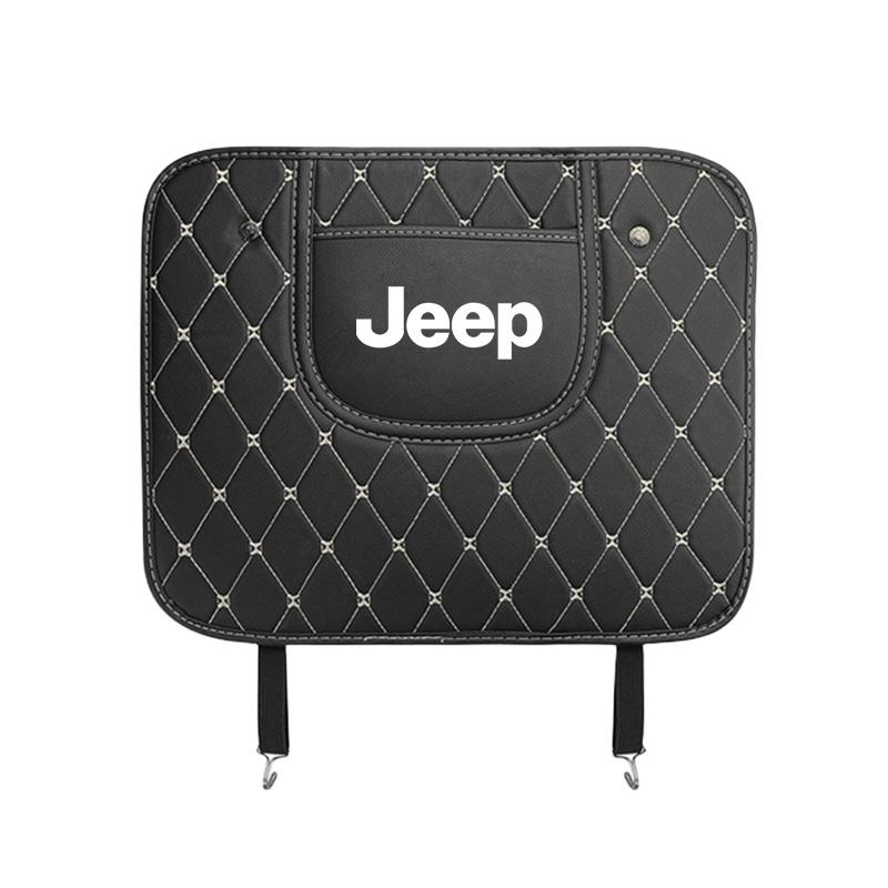 

Cup Holders Car Leather Seatback Protective Cover Seat Anti-Kick Pad For Jeep Grand Cherokee Wrangler JK Gladiator Compass Reneg