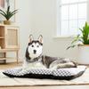 Tufted Pillow Pet Bed Dogs 50lb Max Black White Check Eco-Friendly Recycled Materials Machine Washable Comfortable Support