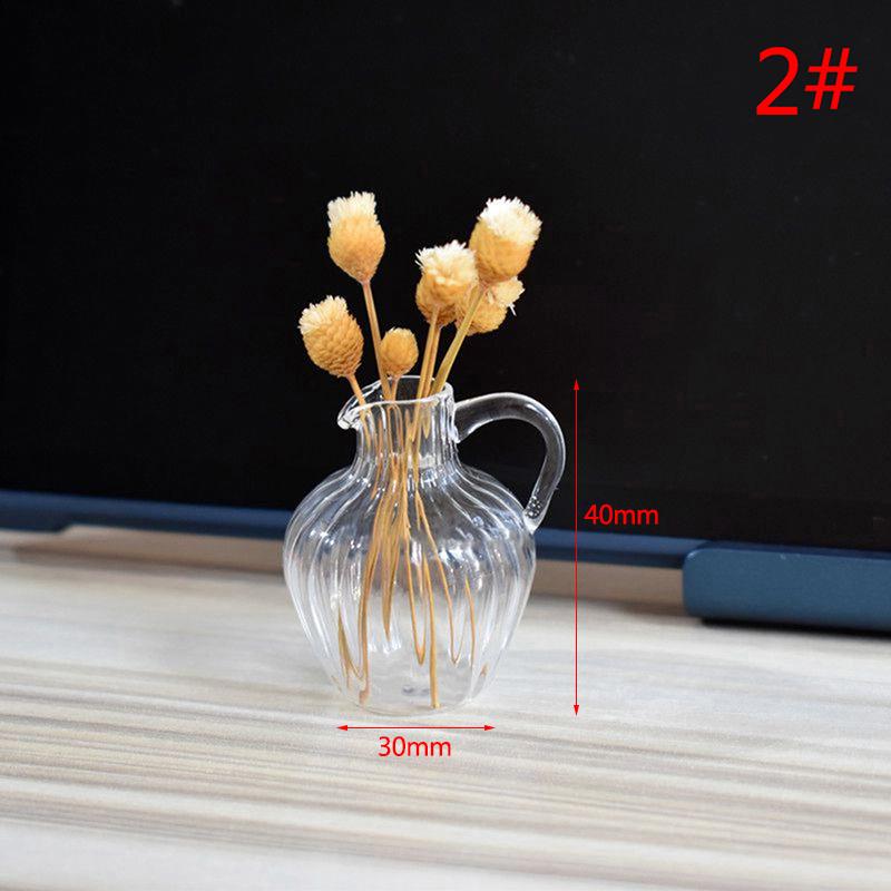 

1:12 кукольных мини-стеклянных чашек с плоским дном/чайник на высоких ножках, ваза для домашнего декора