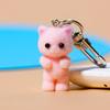 Cute 3D Flocking Kitten Keychain Cat Couple Mobile Phone Pendant Car Keyring Earphone Backpack Pendant