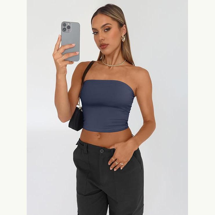 Top Sexy Senza Spalline Estivo Capispalla Pullover Gilet Slim Fit Corsetti da Donna