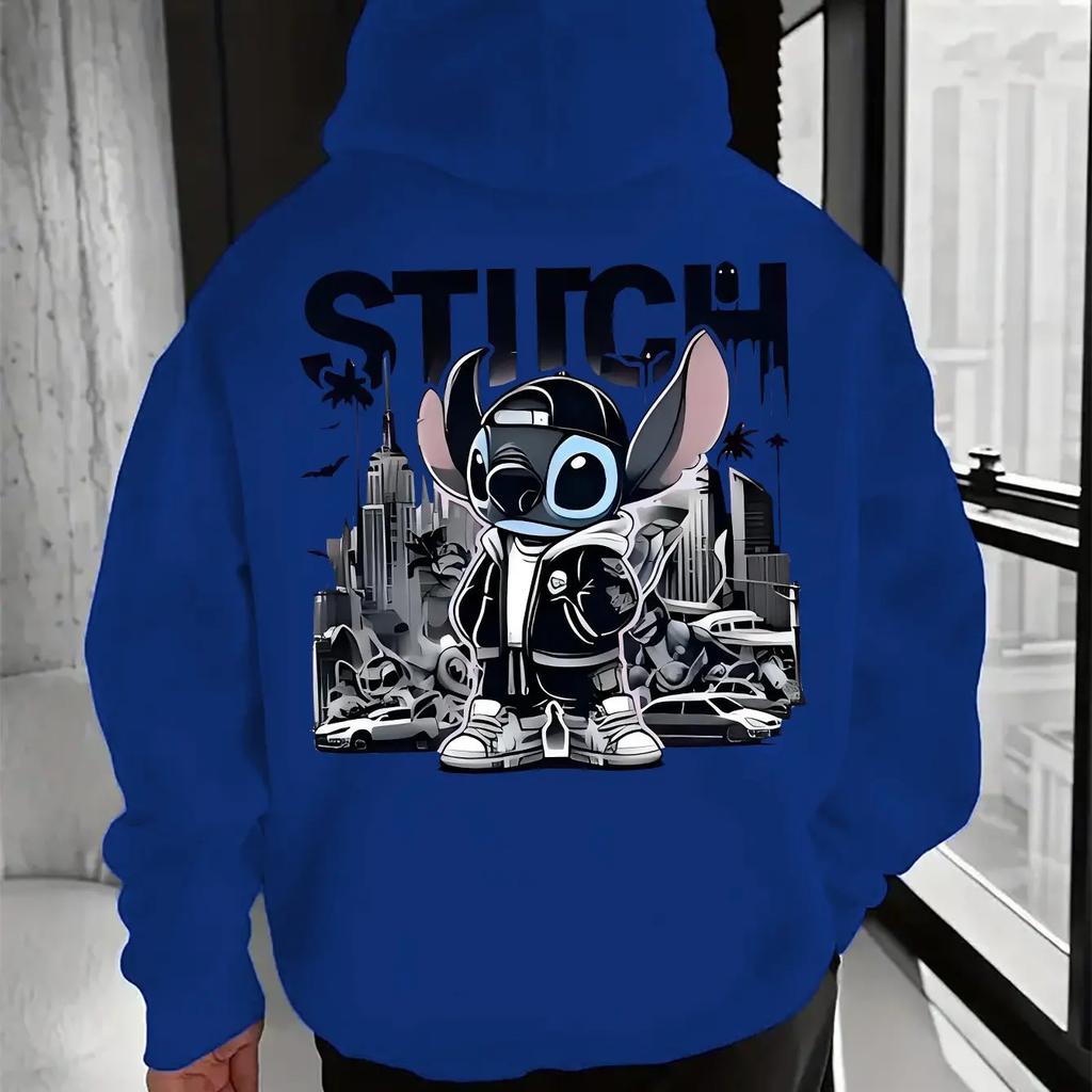 Men's Disney Stitch Cool Graphic Hoodie Comfortable Warm Pullover Disney Outdoor Sports Top