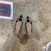 Large size pointed single shoes women's spring and summer new versatile rhinestone late evening breeze gentle laden shoes soft leather soft bottom fl