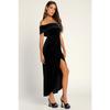 Velvet Dress with Elegant Temperament  One Shoulder Slit Dress