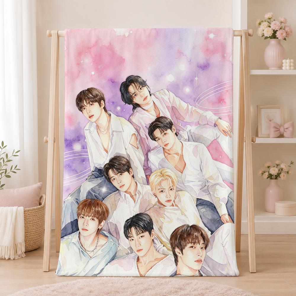 Popular Group A-ATEEZS Throw Summer Flannel Throw Blanket Soft Antistatic Washable KidFriendly Couch Bed