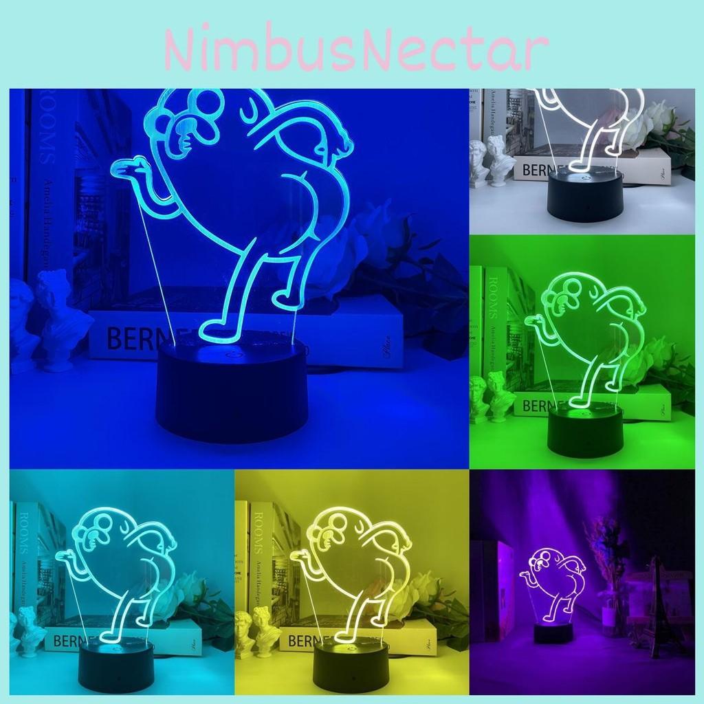 Adventure Time Jake The Dog Bend Over Figure 3d Night Light Acrylic Panel Base