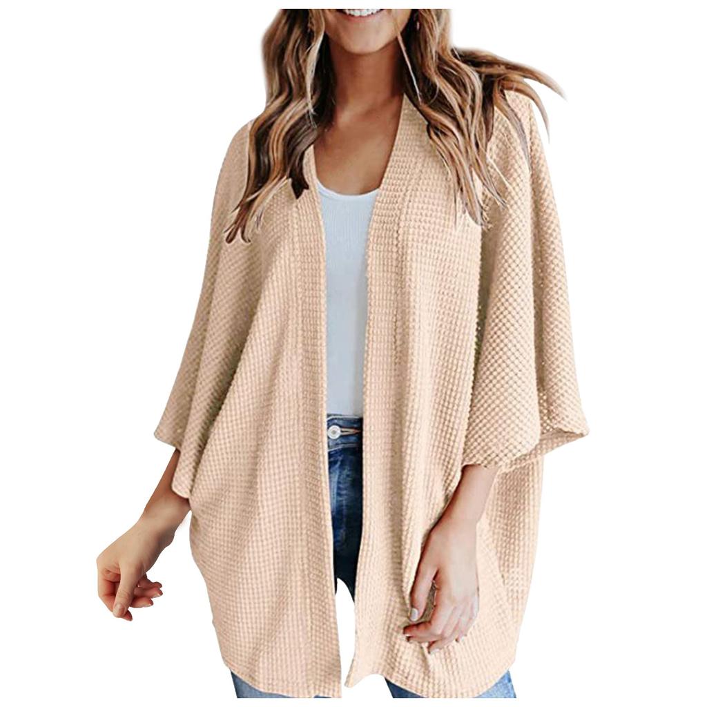 Women's Fashion Solid Color Loose Cardigan Sweater Knit Shirt T-Shirt Tops