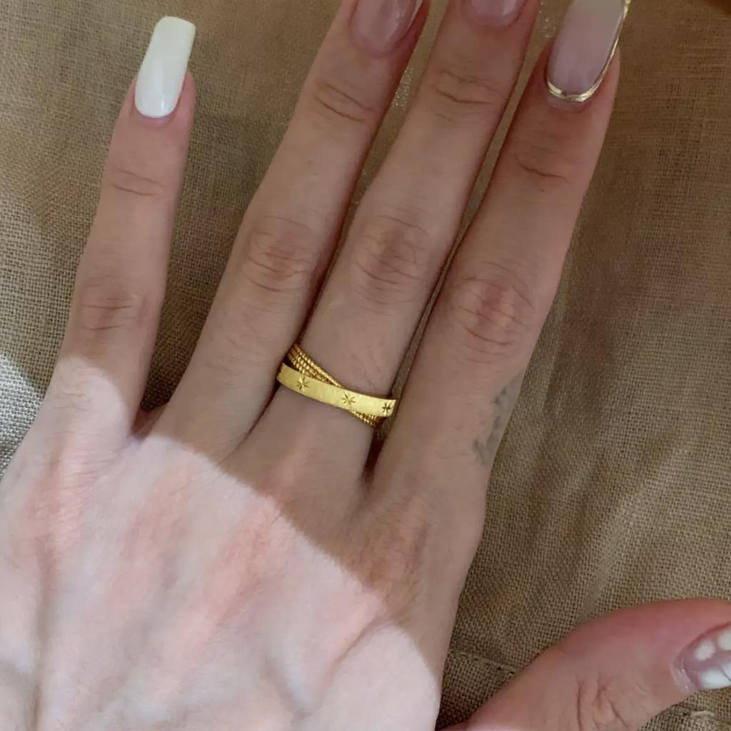 "Mercury" Vintager Medieval Brass Small Double Ring Ring Female Planetary System Niche Advanced Sense Index Finger Ring