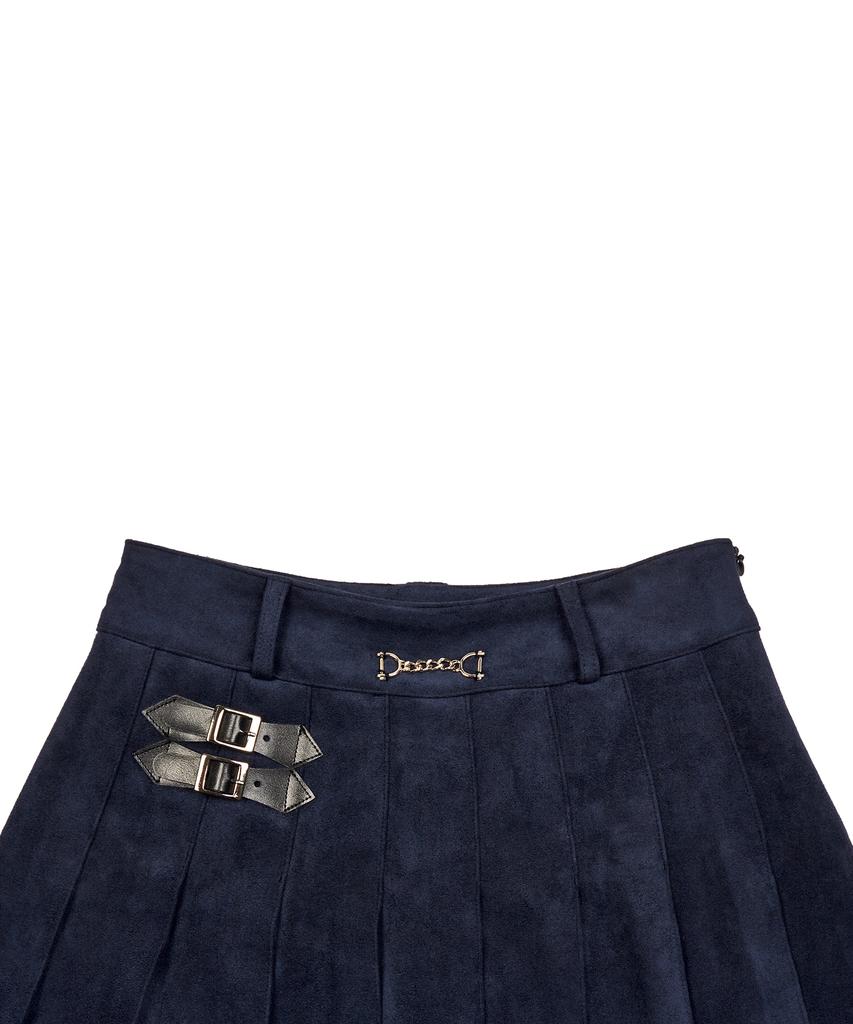 Love Is True Vl Suede Pleats Skirt(Navy)