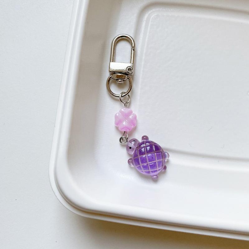 Colorful Jelly Pineapple Turtle Charm Keychains Drip Gum Retro Turtle Pendant Keyring Hanging Ornament Pendant Accessories Gift