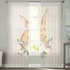 Easter Watercolor Cotton Bunny Tulle Curtains For Living Room Bedroom Voile Sheer Curtain Window Home Decor Drapes