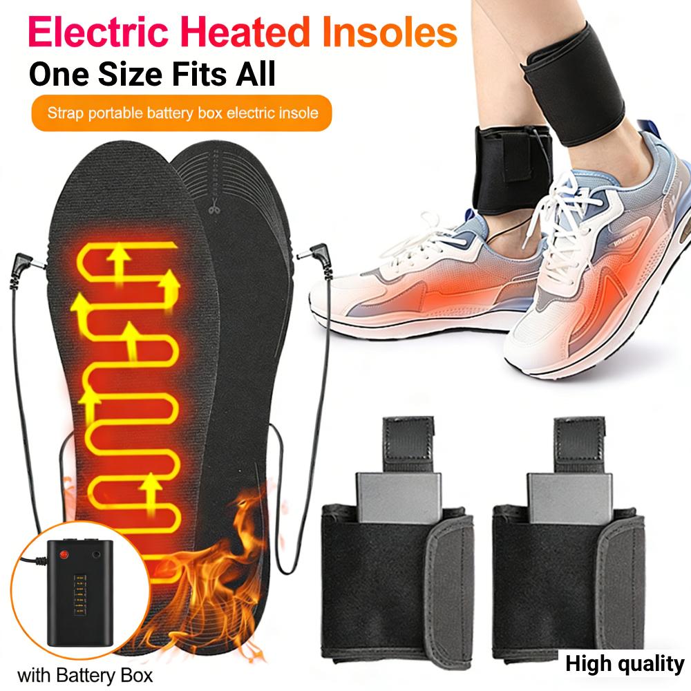 Electric Heated Insoles with Battery Box Electric Foot Warmers Reusable Winter Heating Insoles for Outdoor Sports