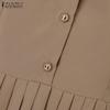 ZANZEA Women Casual Turn Down Collar Summer Short Sleeve Dress