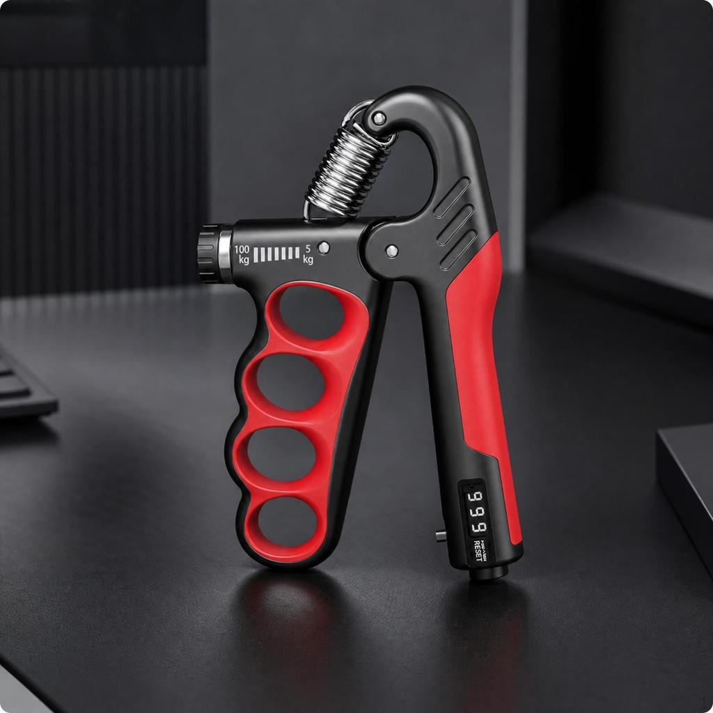 Hand Grip Strengthener Mechanical Counter Adjustable Gripper Finger Grooves Forearm Strength