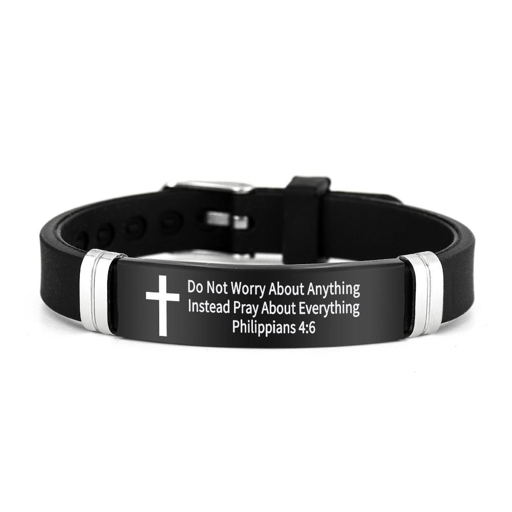ID Wristband Family Friendship Bracelet Cross Design Christian Bracelet  Religious Gifts