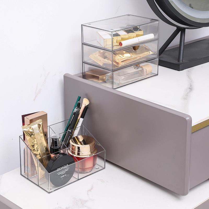 Transparent Desktop Drawer Storage Box - Stackable Organizer for Cosmetics & Stationery
