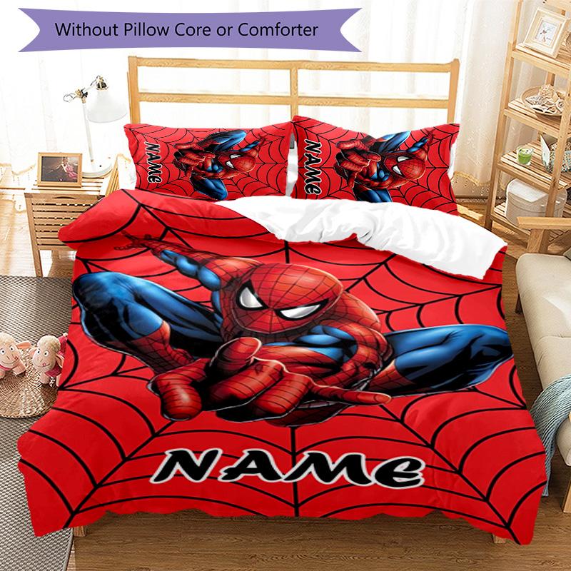3pcs Spider Man5 Cover Set - Personalized Name, HD Printed Bedding with 1 Cover and 2 Pillowcases - Perfect for Home Decor, Easy Care