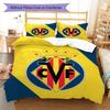 Juego de Colcha y Funda de Almohada con Logo del Villarreal CF Decoración del Hogar Regalo de Cumpleaños (1 * funda nórdica + 2 * fundas de almohada, sin núcleo)