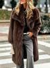 European and American Imitation Fur Large Lapel Collar Long Artificial Coat Long Fashion Imitation Fox Fur Coat Medium and Long C