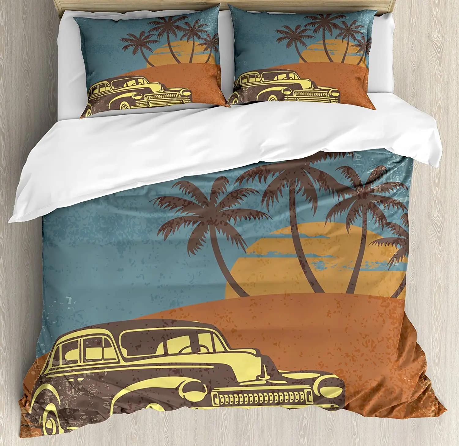 

Red Car Letter Icon Vehicle Retro 3pcs Bedding Set For Bedroom Double Bed Home Textile Duvet Cover Quilt Cover Pillowcase EU single(135x200cm)