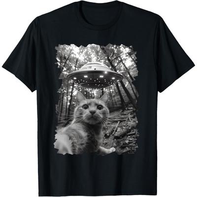Funny Cat UFO, Funny Alien Cat Selfie UFO for Cats Lovers T-Shirt