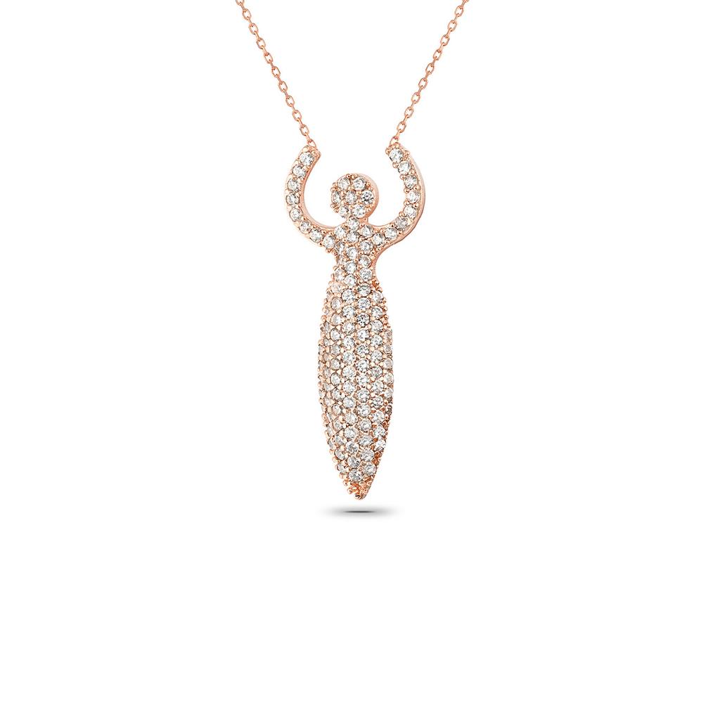 Zircon Artemisia Pendant Rose Gold Plated 925 Sterling Silver Necklace