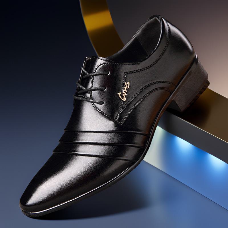 

2024 Осень Мужские кожаные деловые туфли большого размера - Британские заостренные формальные офисные туфли 44